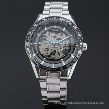 Men Automatic Mechanical Watch Winner 015 Men Silver Stainless Steel Watches Fashion Skeleton Steampunk Male Clocks